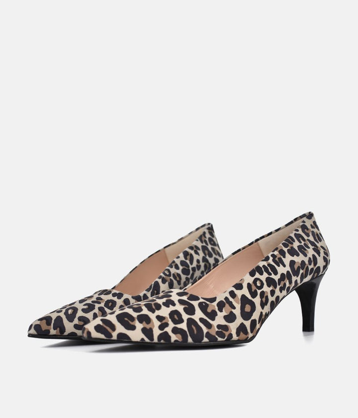Cinderella Shoes Stylish Leopard Print Suede Heels