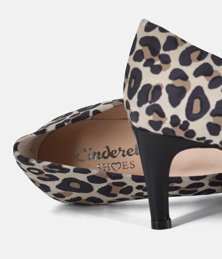 Cinderella Shoes Stylish Leopard Print Suede Heels