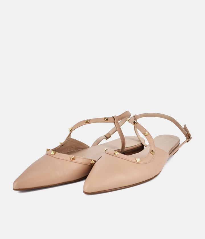 Dansi Valentino Inspired Studded Strappy Flats