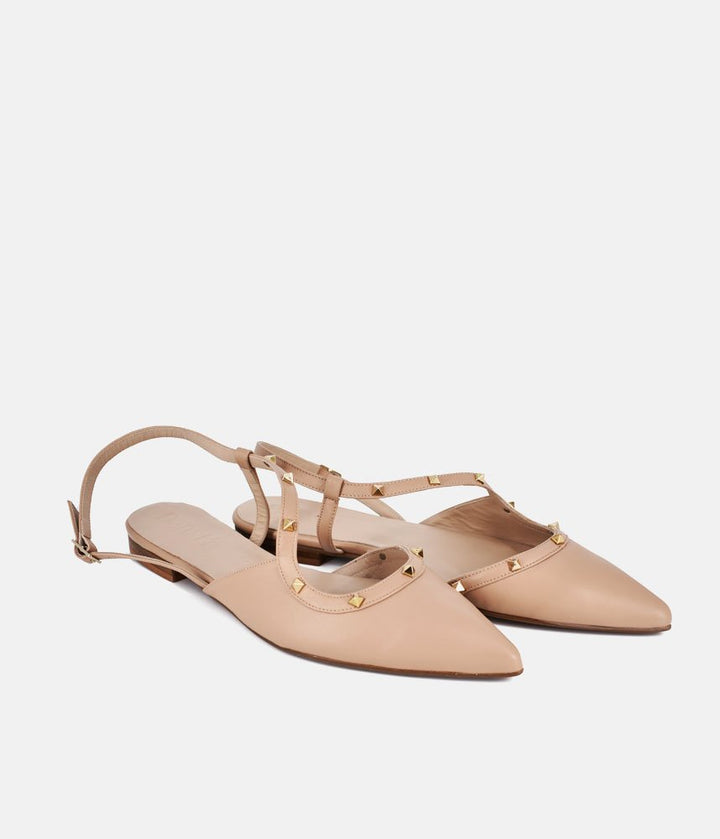Dansi Valentino Inspired Studded Strappy Flats