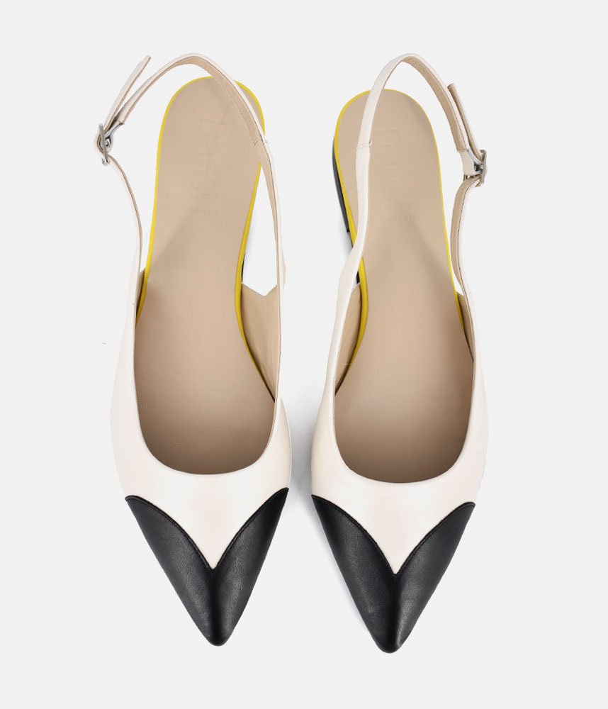 Dansi Striking Cream/Black Slingback Flats