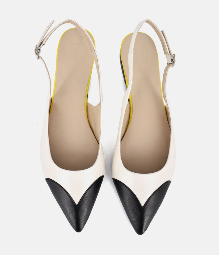 Dansi Striking Cream/Black Slingback Flats