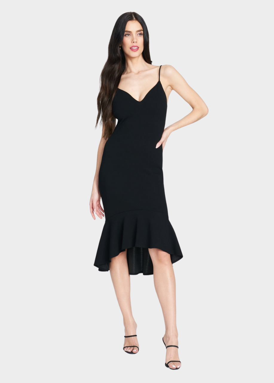 knee length dresses for ladies Alessi Silk-Velvet Midi Dress in Black