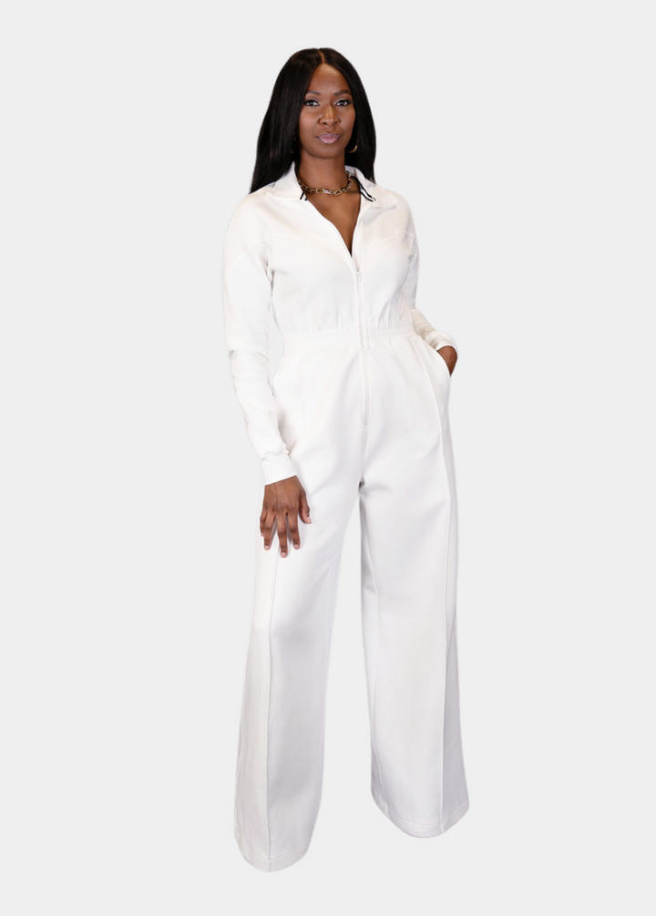 Every Day Sweat Jumpsuit - White