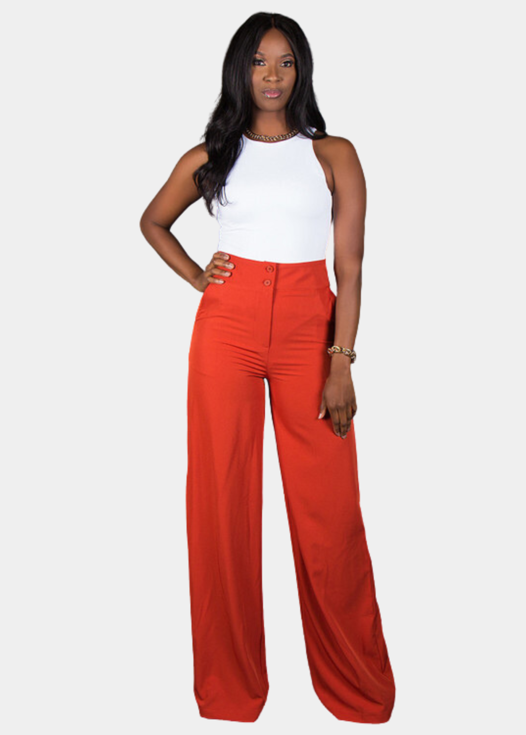 womens orange dress pants Saint + Sofia | Women's Argent Wide Leg Pant | Pants | Orange
