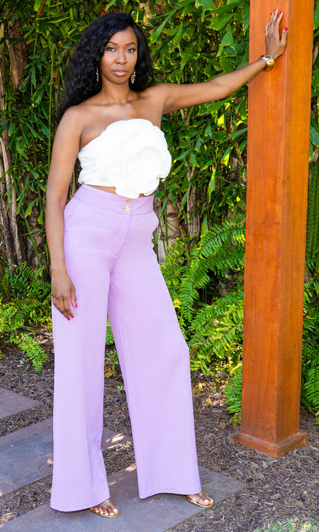 Double Button Pants -  Lavender