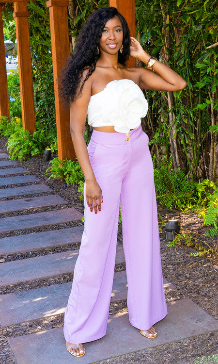 Double Button Pants -  Lavender