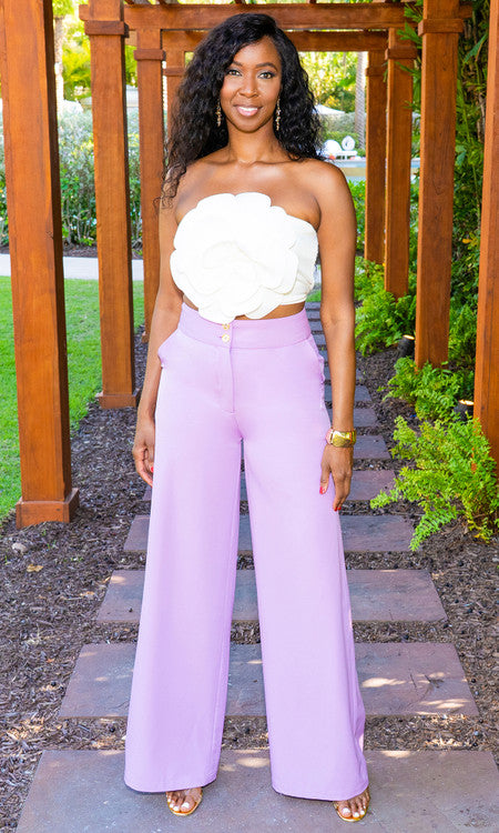 Double Button Pants -  Lavender