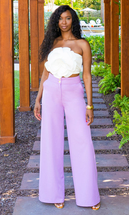 Double Button Pants -  Lavender