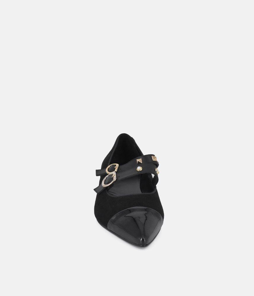 Dansi Chic Black Suede Flats