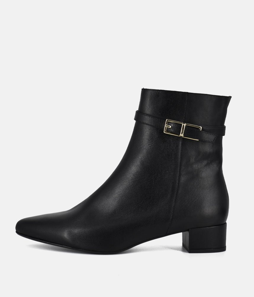 Dansi Classic Leather Ankle Boots - Black