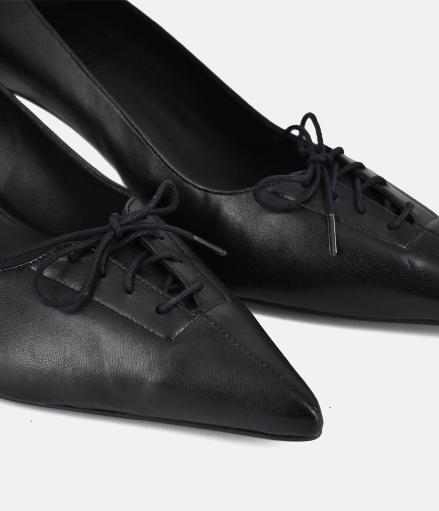 Dansi Stylish Leather Heels - Black