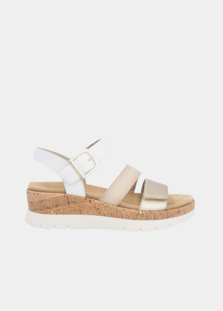 Remonte White Combi Strappy Wedge Sandals