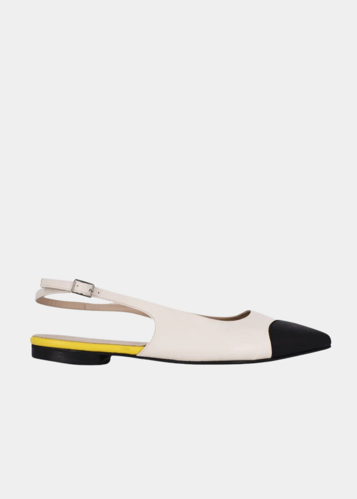 Dansi Striking Cream/Black Slingback Flats