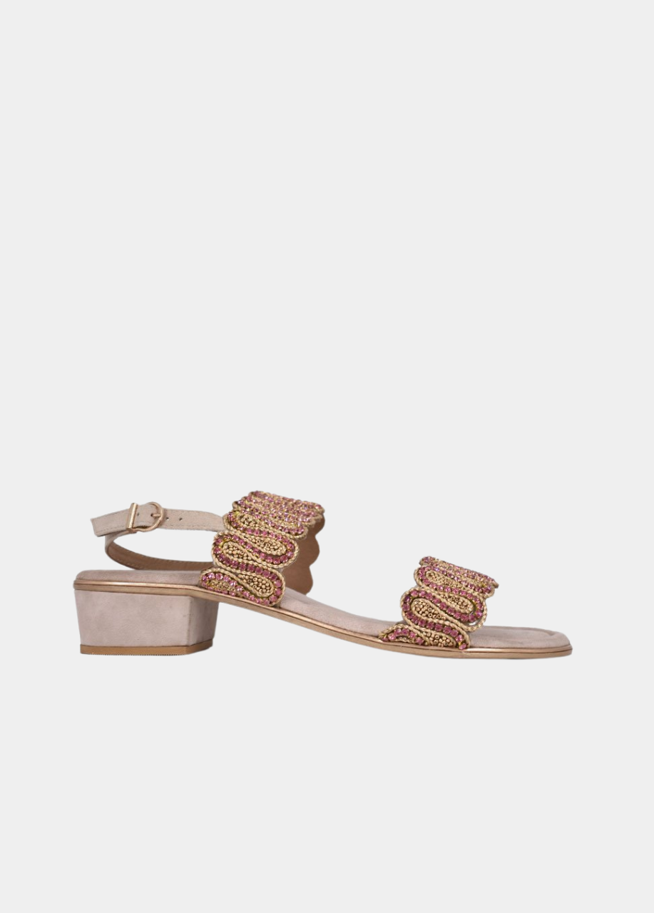 Bottega Glamourous Diamante Sandals - Rose Gold