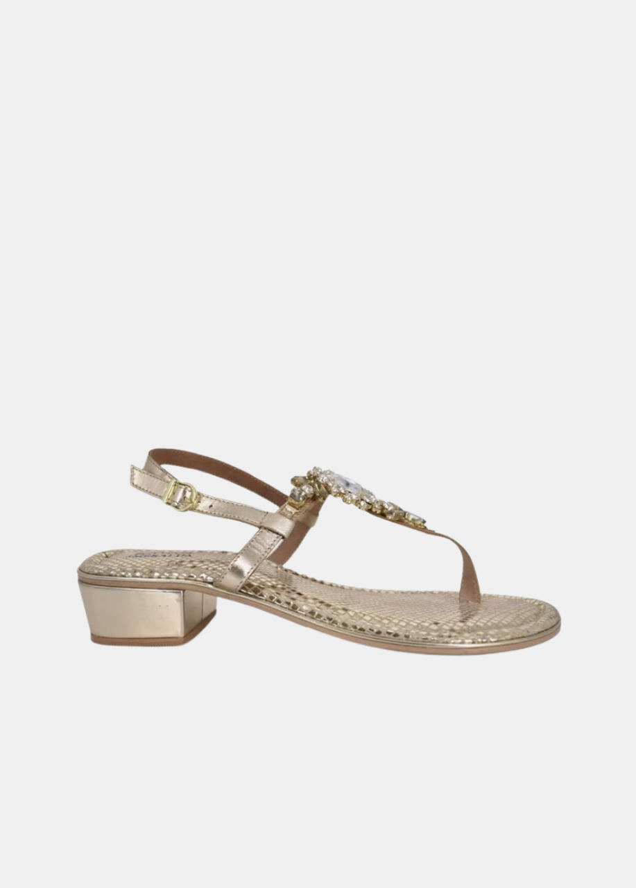 Bottega Luscious Block Heel Sandals - Gold