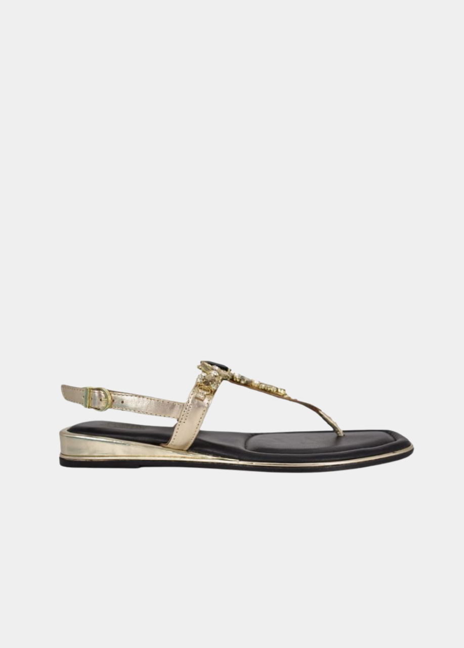 Bottega Dressy Low Wedge Sandals - Gold