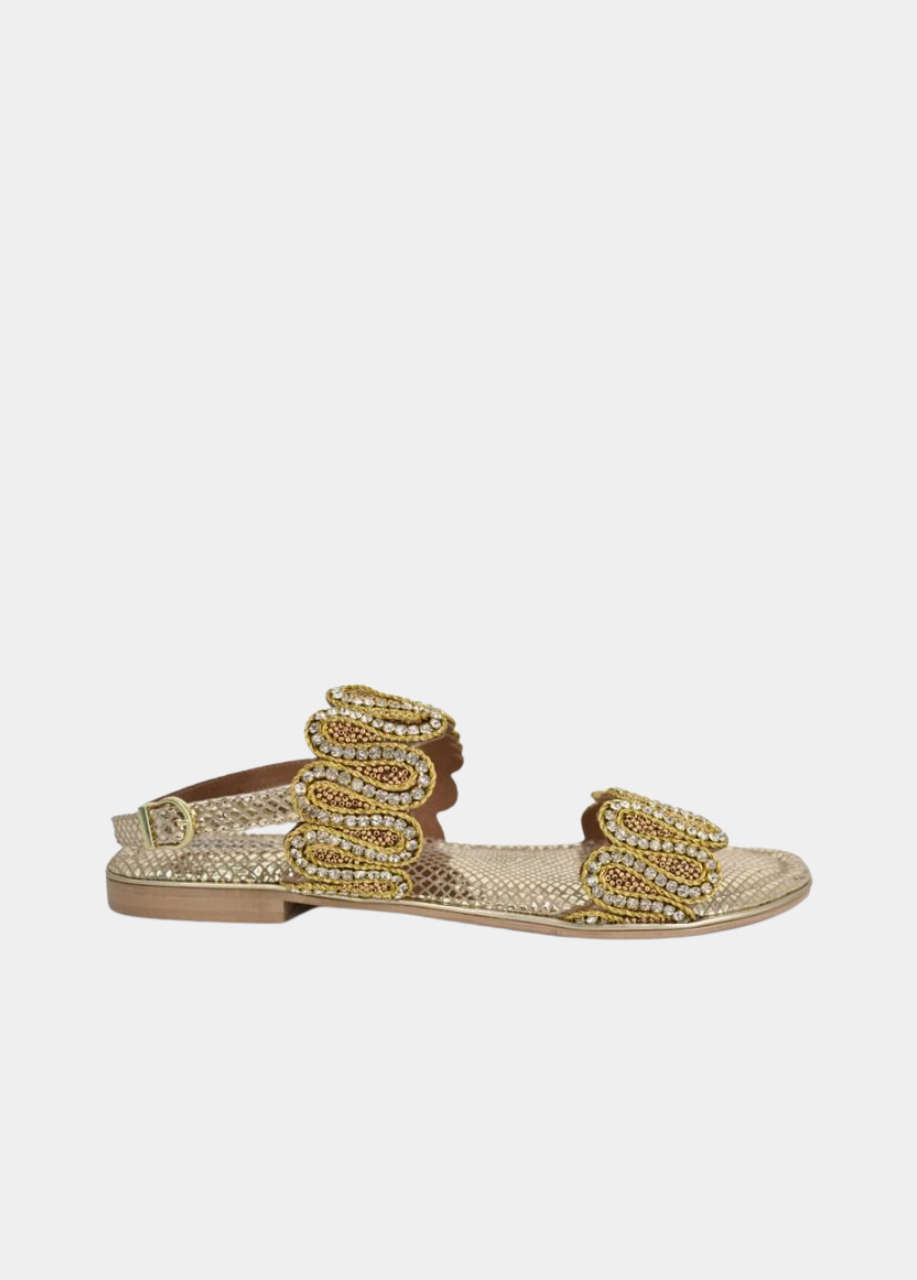 Bottega Glamourous Diamante Sandals - Gold