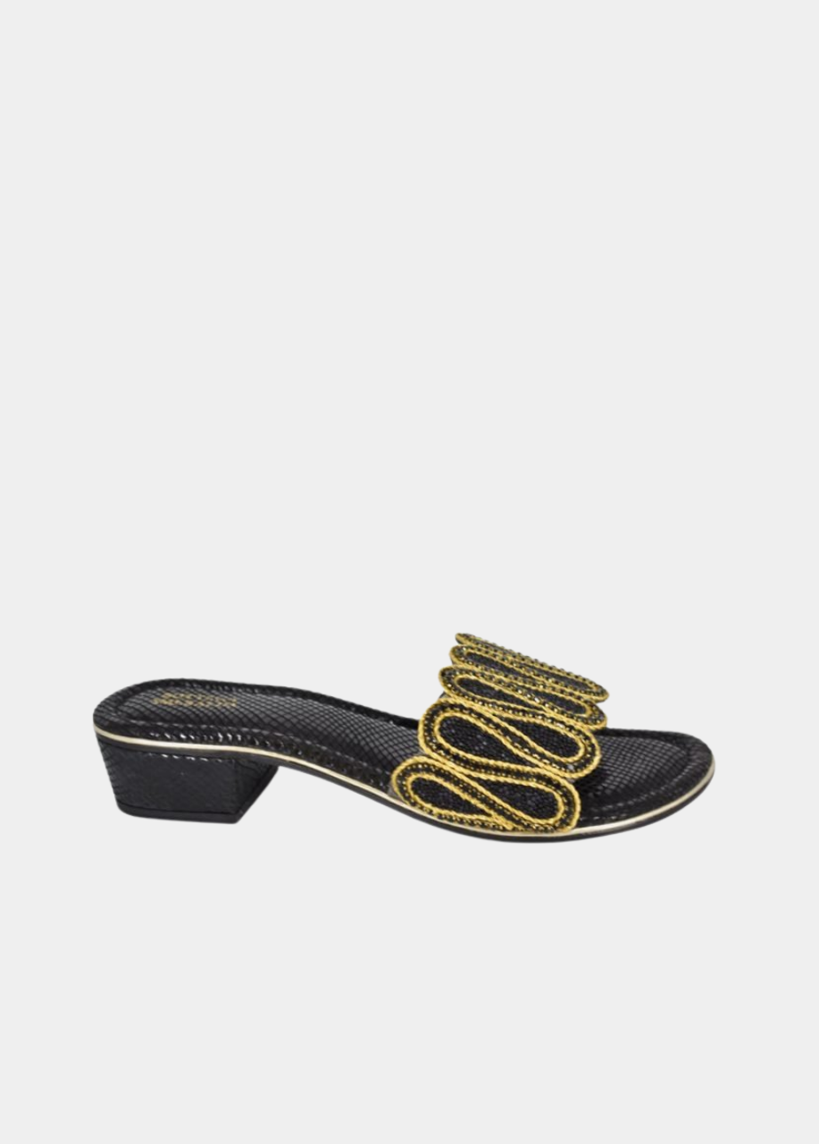 Bottega Elegant Slip On Sandals - Black