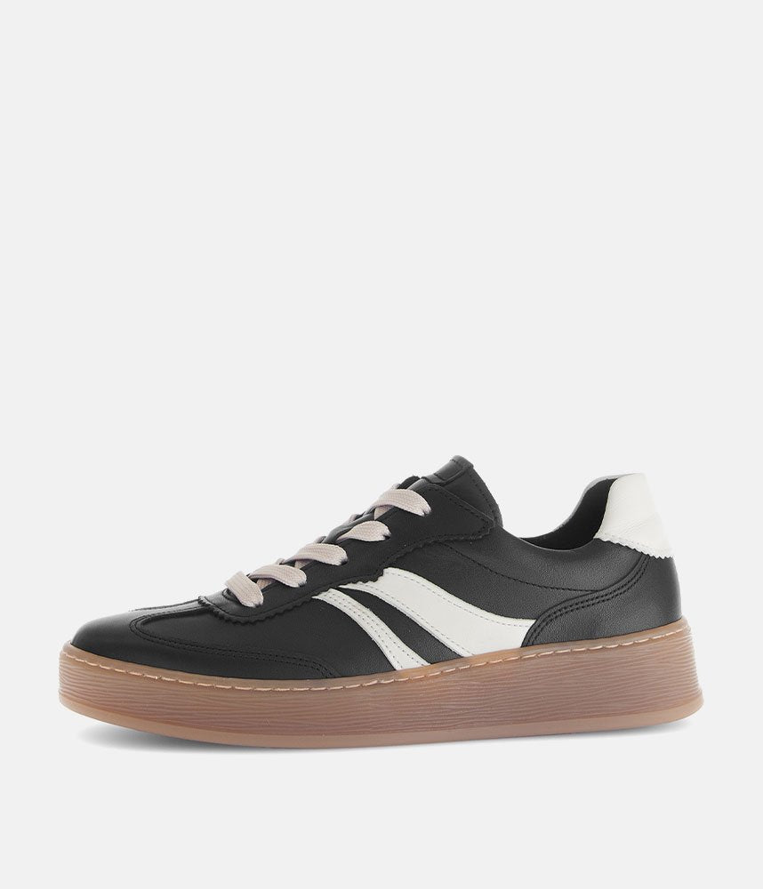 Gabor Trendy Leather Sneakers - Black/White