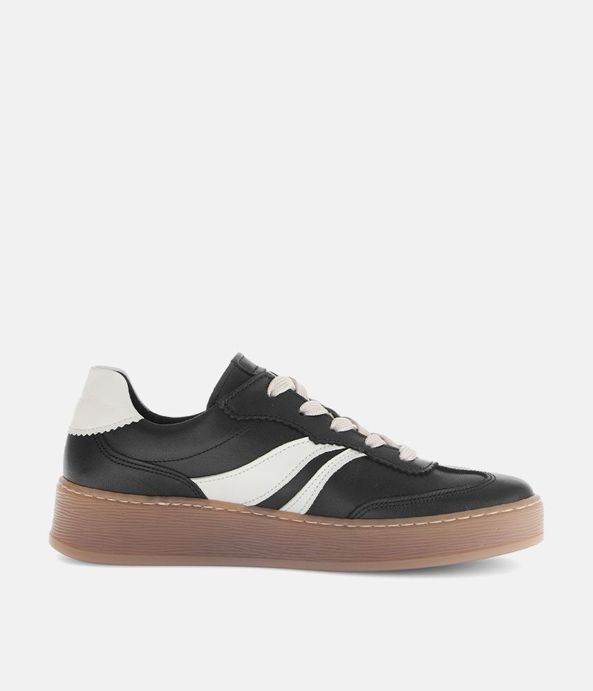 Gabor Trendy Leather Sneakers - Black/White