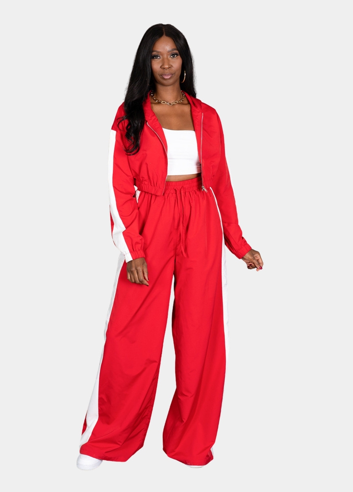 Chill Day Tracksuit - Red & White