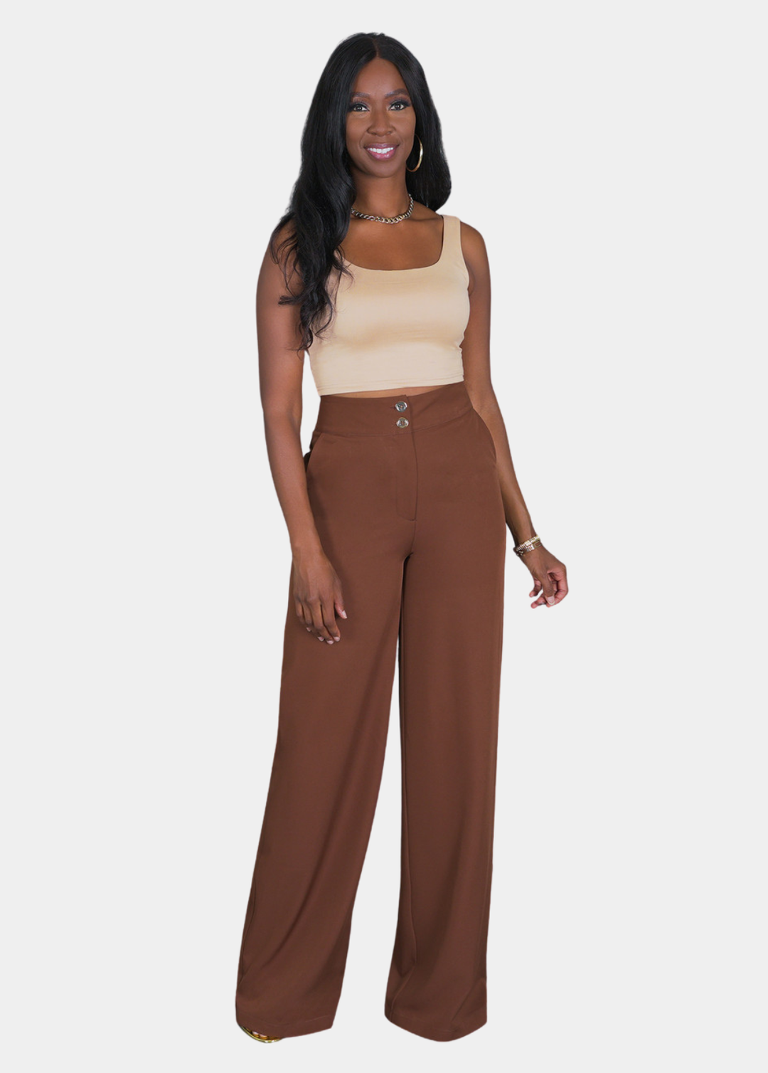 Double Button Pants - Chocolate