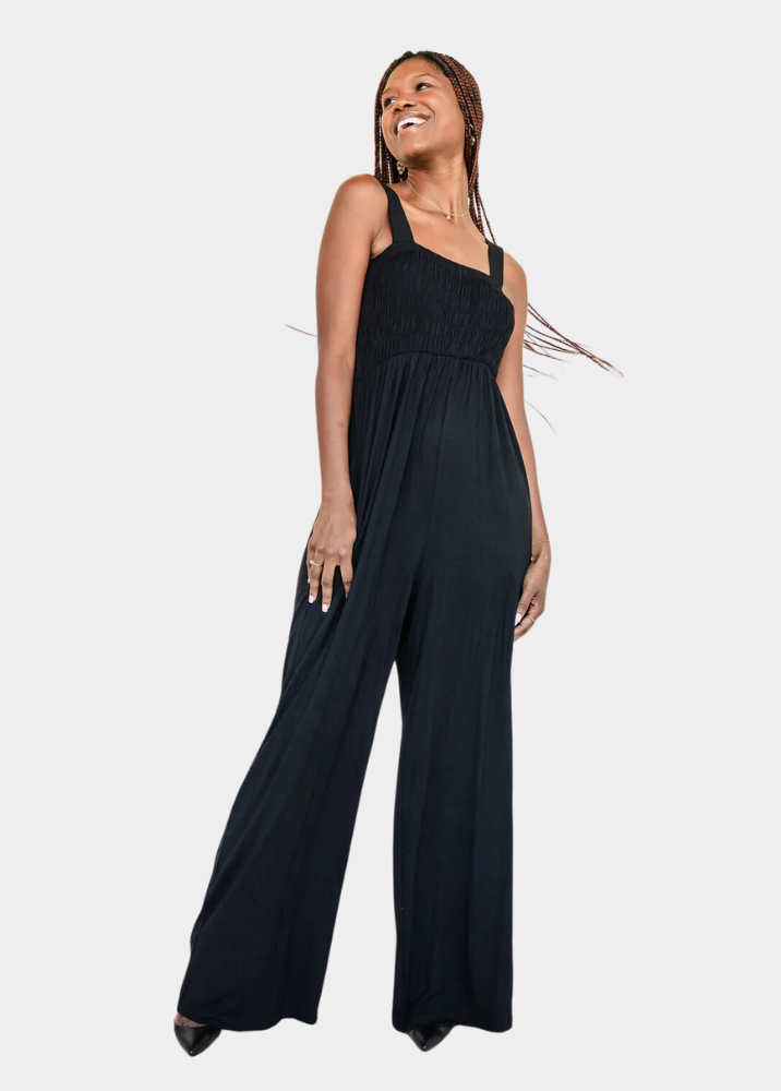 Wide Leg Black Jumpsuit For Tall Ladies LTS Tall Black Twist Front