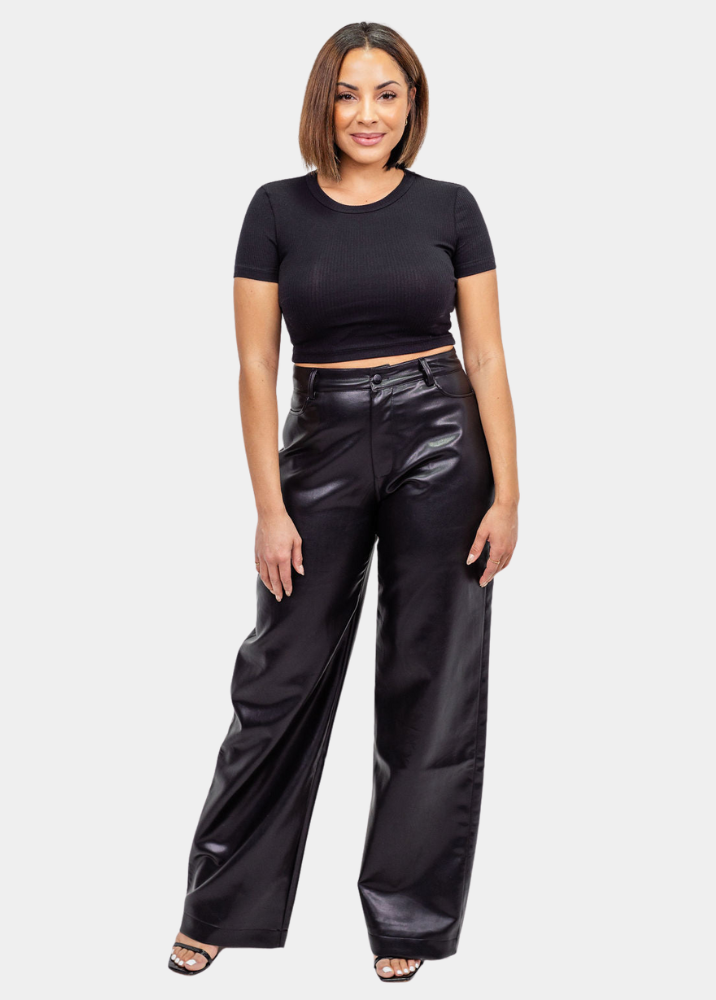 Nia Faux Leather Wide Leg Pants