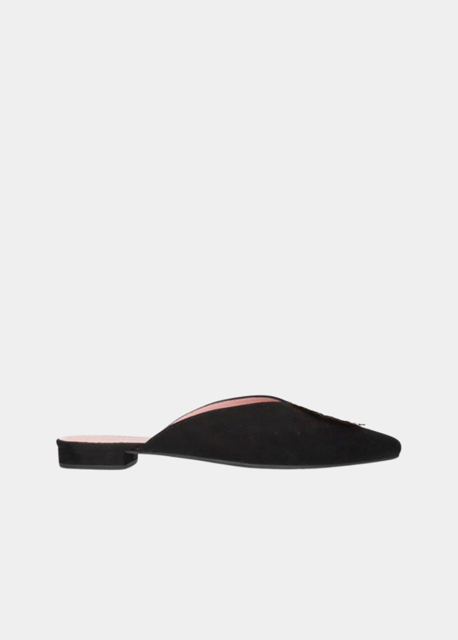 Pretty Ballerinas Plush Black Velvet Mule – Tall Size