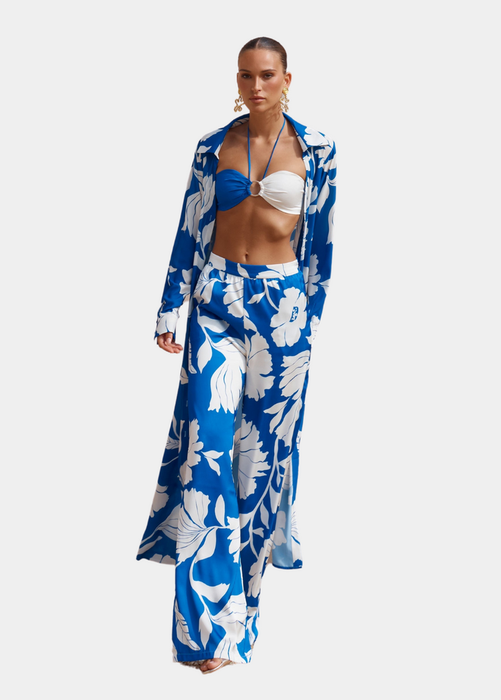 Hope & Harmony Maxi Duster Coverup Coat - Blue Floral