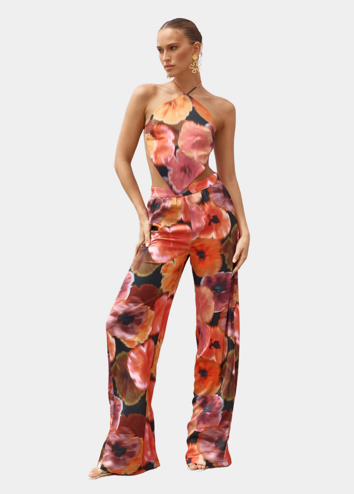 Trinkets Top - Orange Abstract Floral