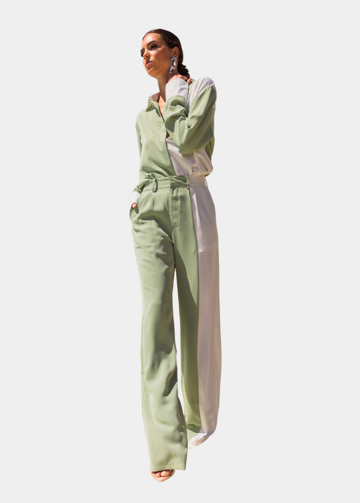 On My Mind Contrast Color Pants - Green
