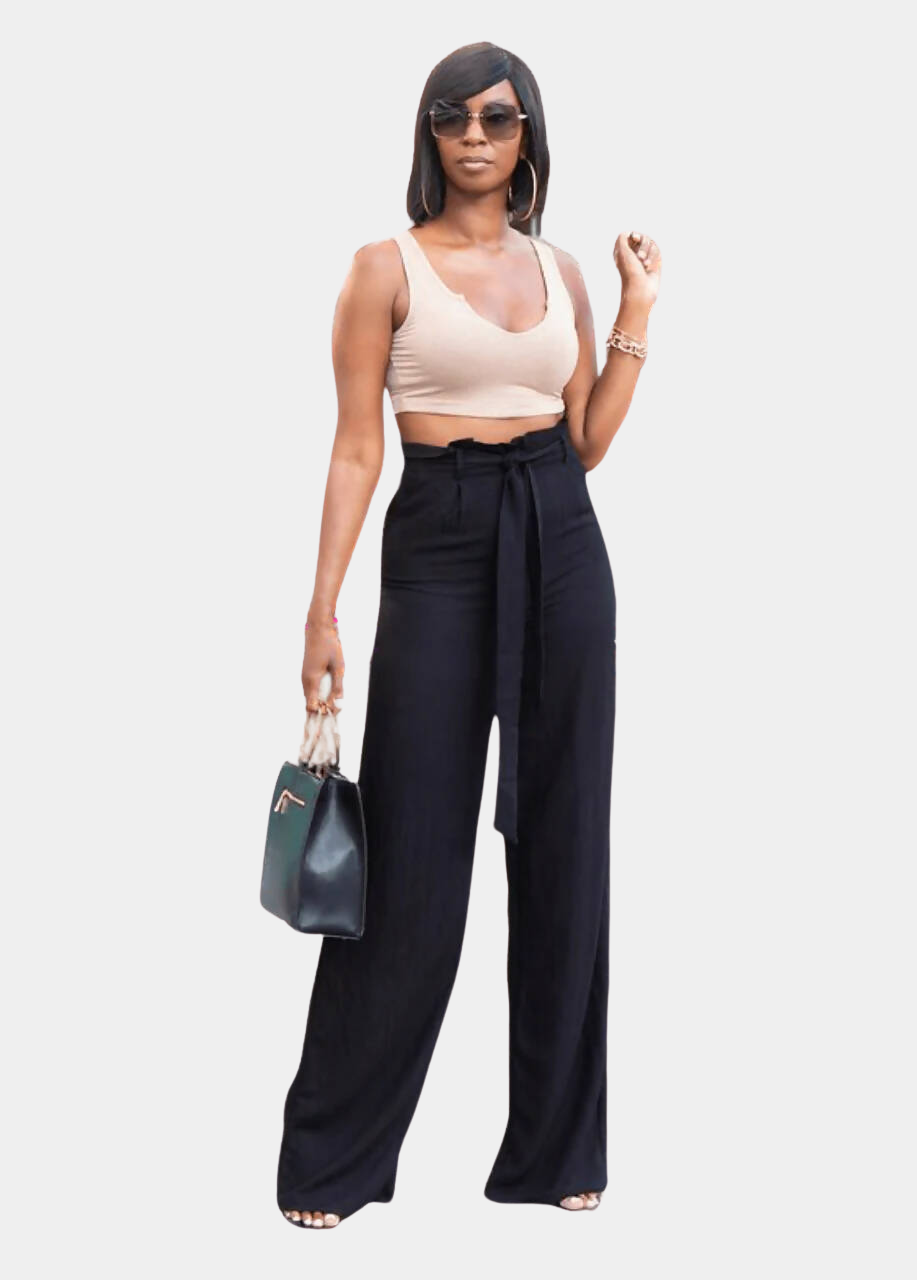 high waist paperbag skinny dress pants Harper Paper Bag Pants - Black | High Rise Pants