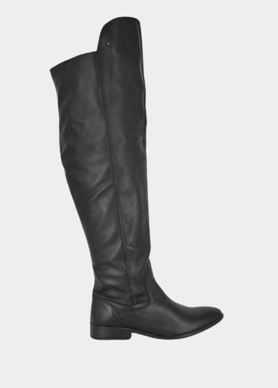 Cinderella Shoes Black Leather Thigh High Boots