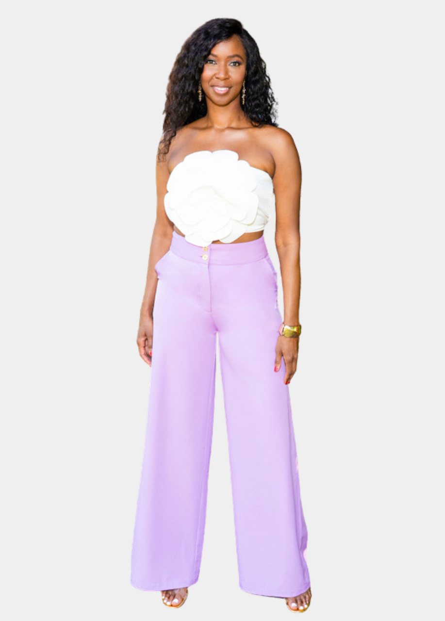 Double Button Pants -  Lavender