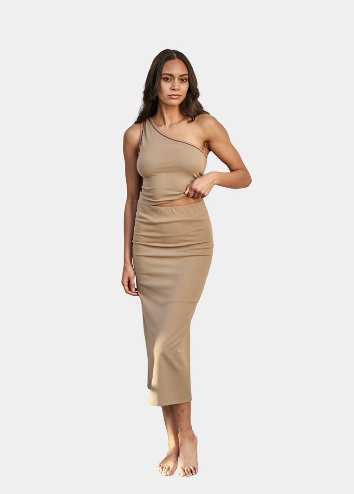 Elaine One Shoulder Top - Camel