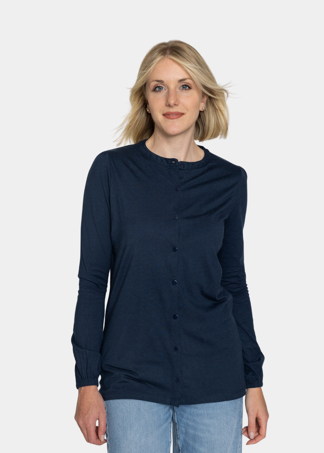 Tall Women’s Long Sleeve Collarless Jersey Shirt