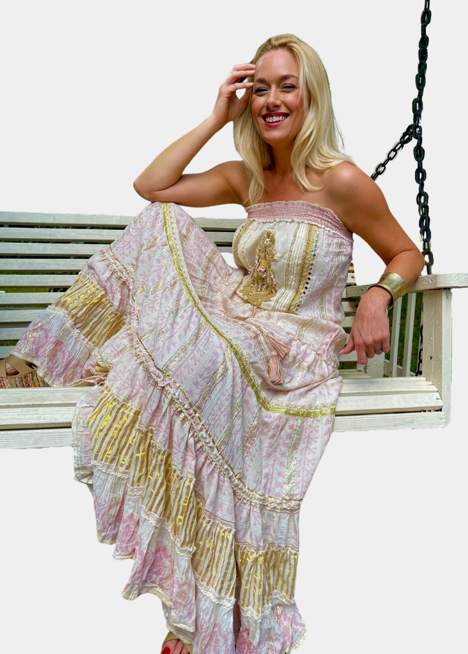 fitted lace wedding dress Tall Women's Bandeau Maxi Embroidered Dress | Athena