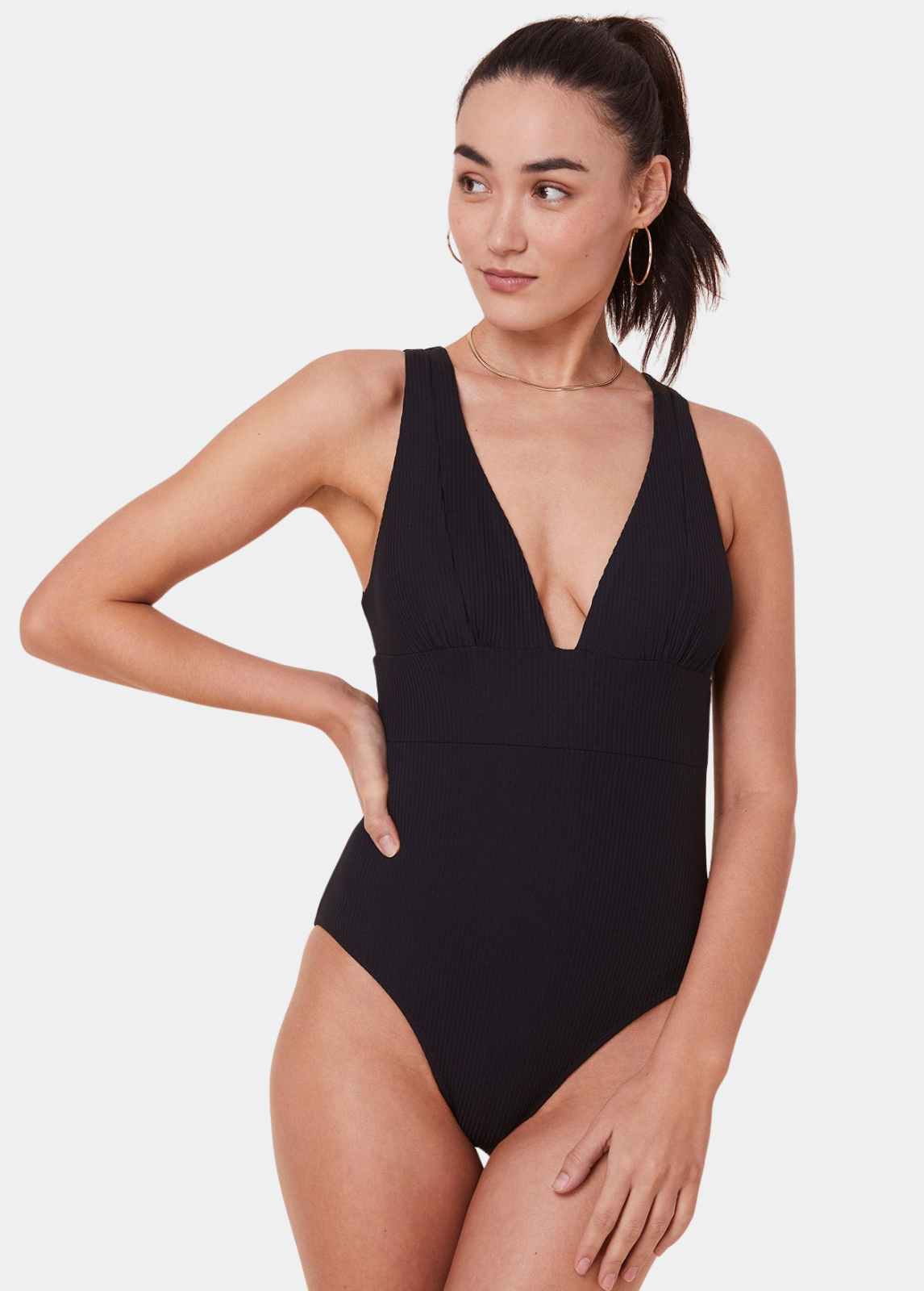 The Mykonos - Ribbed Black One Piece Swimsuit | Tall Size