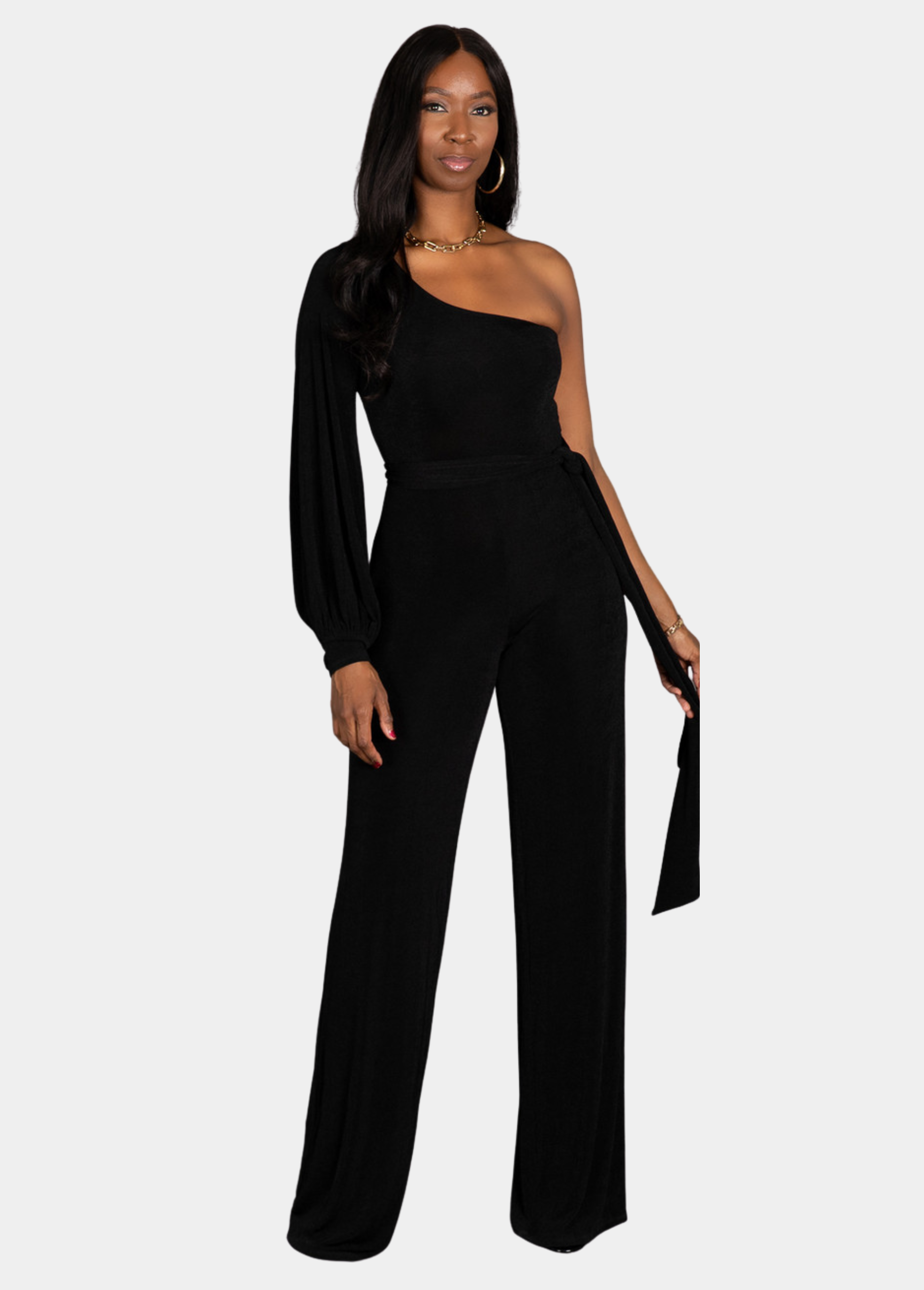 Amelia One Shoulder Jumpsuit - Black – Tall Size