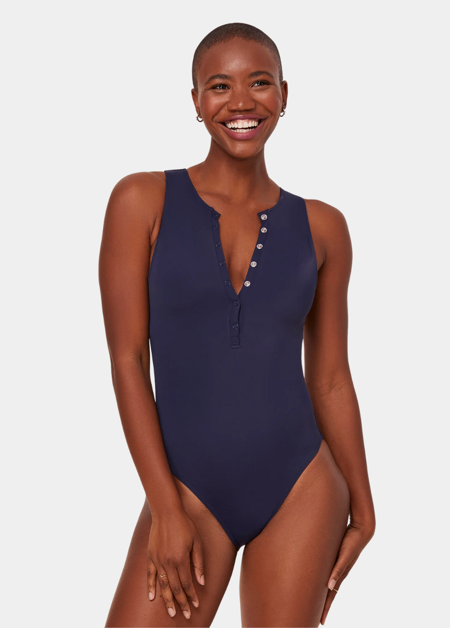 The Malibu One Piece - Eco Nylon - Navy - Long Torso