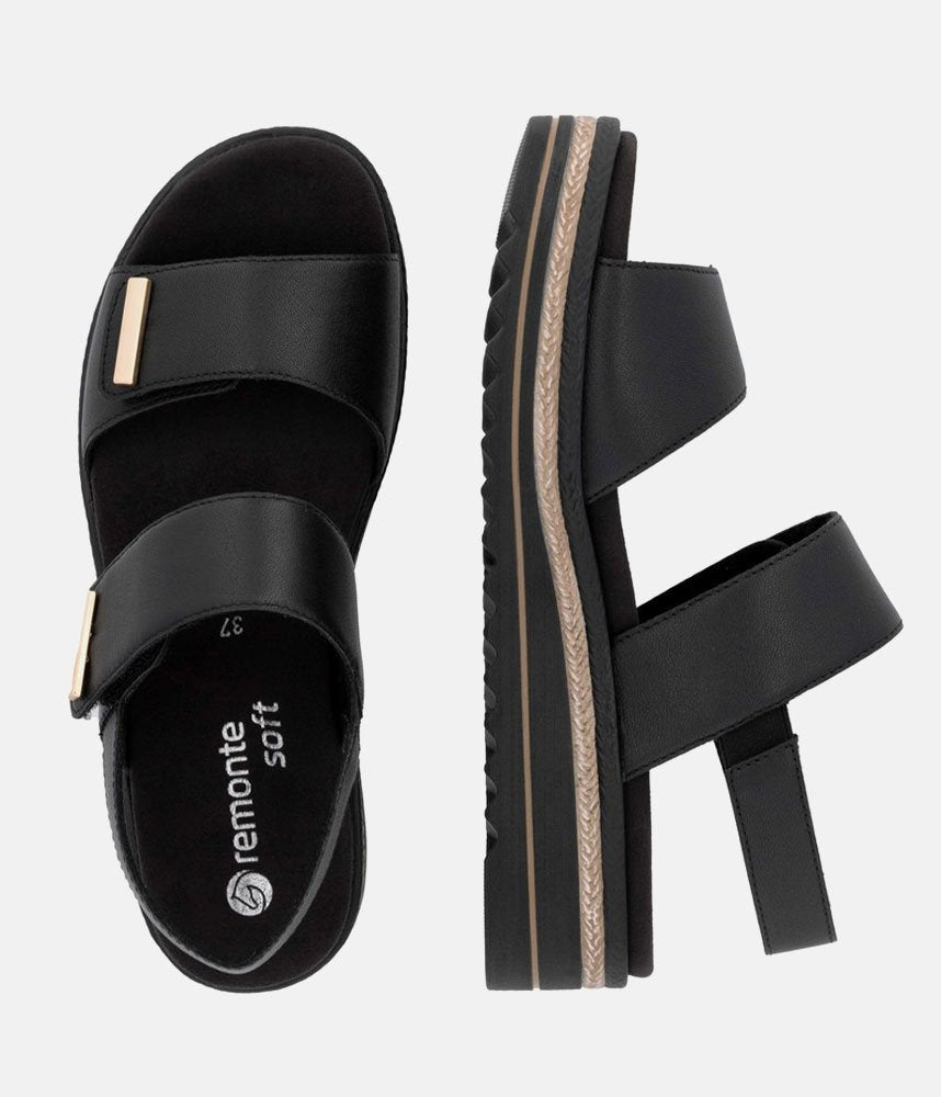 Remonte Versatile Black Wedge Sandals