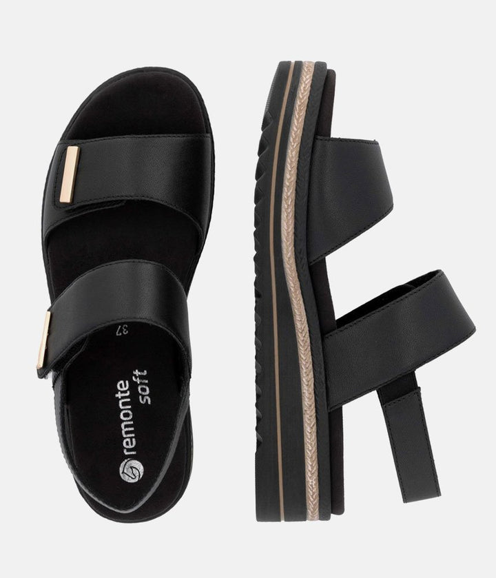 Remonte Versatile Black Wedge Sandals