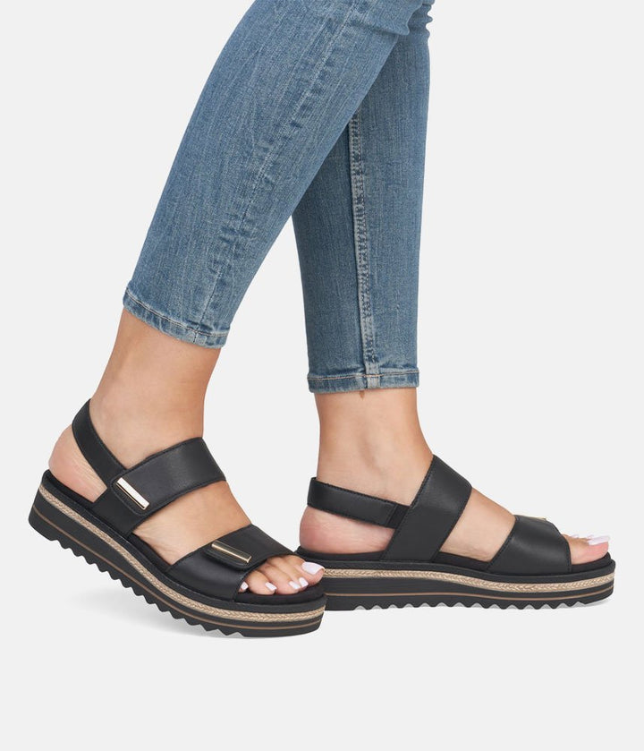 Remonte Versatile Black Wedge Sandals