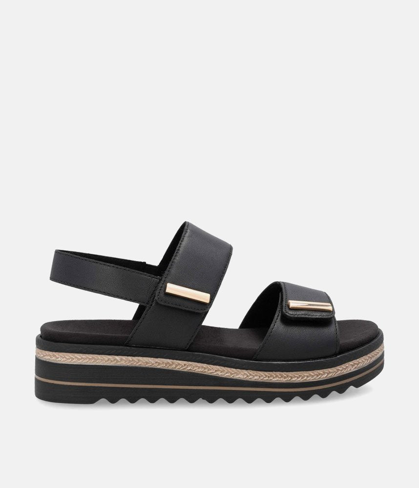 Remonte Versatile Black Wedge Sandals
