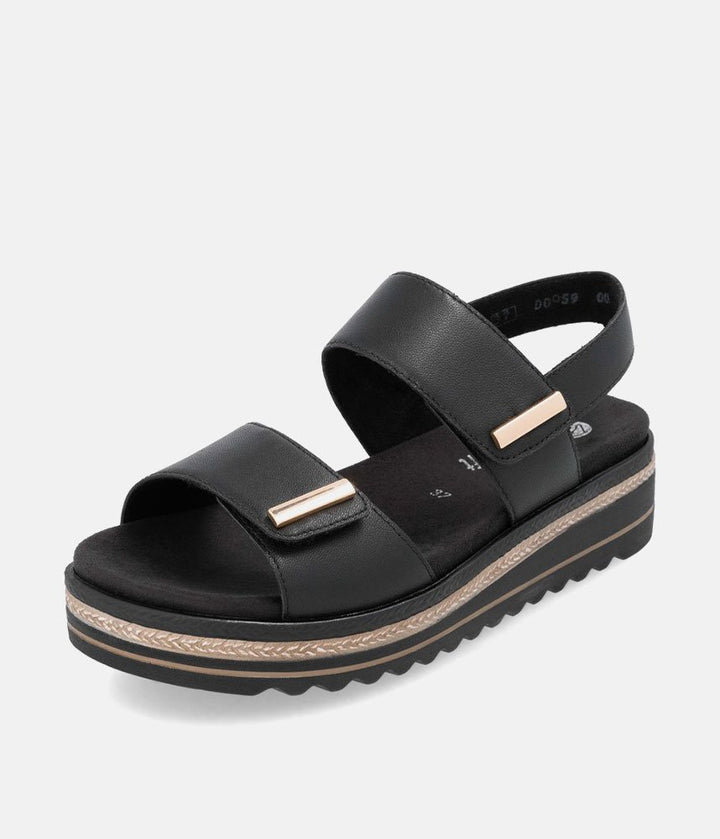 Remonte Versatile Black Wedge Sandals