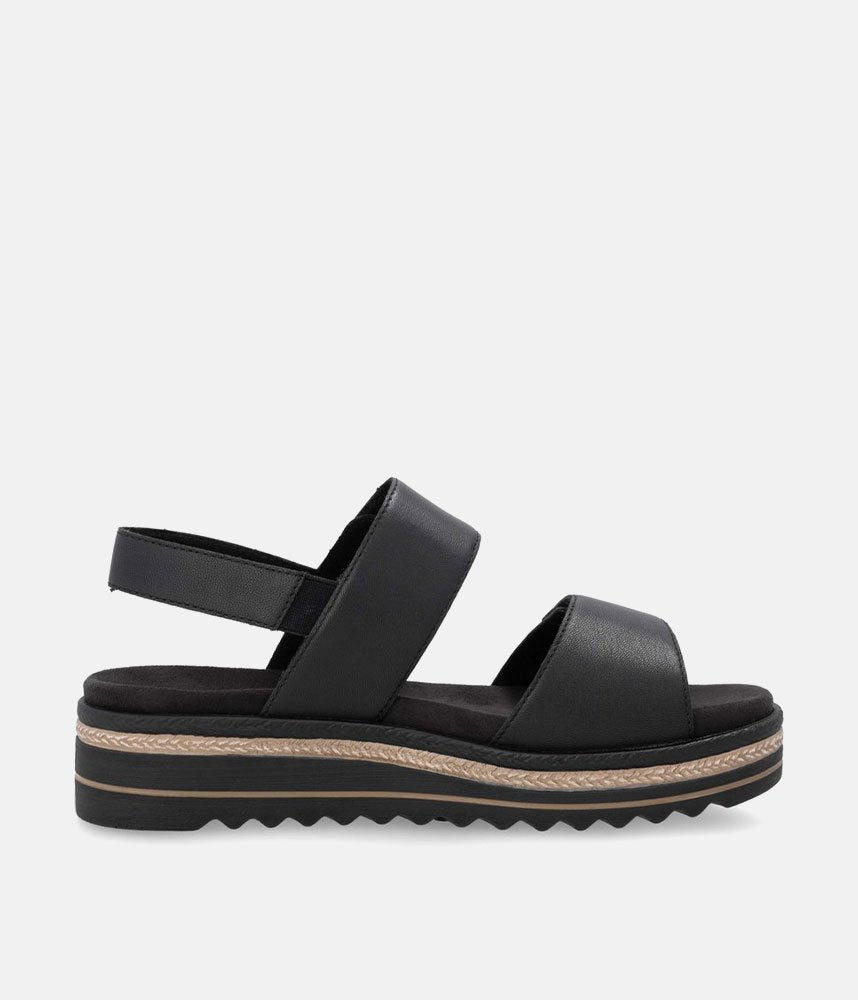 Remonte Versatile Black Wedge Sandals