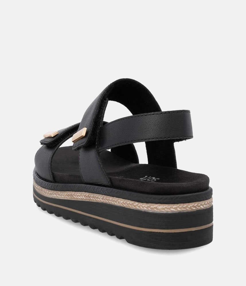 Remonte Versatile Black Wedge Sandals