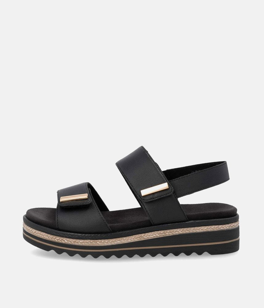 Remonte Versatile Black Wedge Sandals